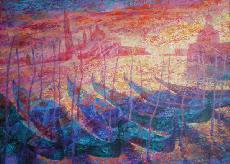 Recent Paintings - FIERY SKIES OVER SAN GIORGIO MAGGIORE - VENICE